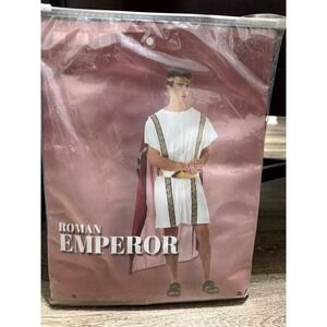 Hauntlook Roman Emperor Mens Costume XXL White Robe Burgundy‎ Cape Toga Belt NEW